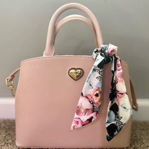 Betsey Johnson Pink Satchel with Floral Scarf